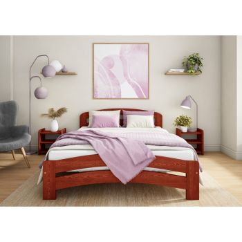 Dala Bed Frame 4 Feet - Wood - L197 x W128 x H80 cm - Wine
