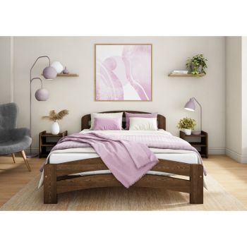 Dala King Size Bed Frame 4 Feet 6 Inch - L197 x W143 x H80 cm - Palisander