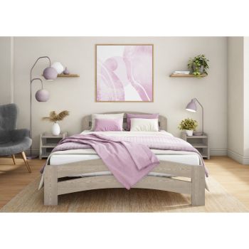 Dala Bed Frame 6 Feet - Wood - L207 x W188 x H80 cm - Desert Grey