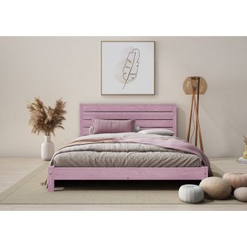 Shibui Bed Frame 4 Feet 6 Inch - Wood - L197 x W146 x H90 cm - Purple Lilac