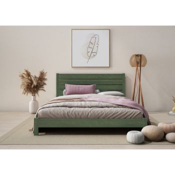 Shibui Bed Frame 6 Feet - Wood - L207 x W188 x H90 cm - Midnight Green