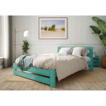 Aurora Bed Frame 6 Feet - Wood - L207 x W188 x H80 cm - Denim