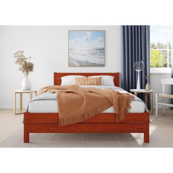 Alva Bed Frame 4Ft - Wood - L197 x W128 x H90 cm - Wine
