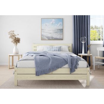 Alva Bed Frame 5 Feet - Wood - L207 x W161 x H90 cm - Feather