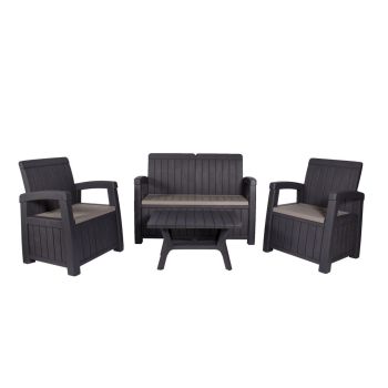 Faro 4 Seater Conversation Set - Polypropylene - H89.8 x W124.3 x L65.8 cm - Black