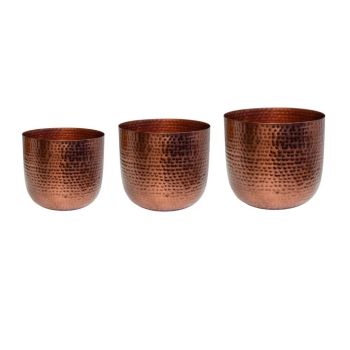 Felix Hammered Planter (Set of 3) - Metal - Bronze