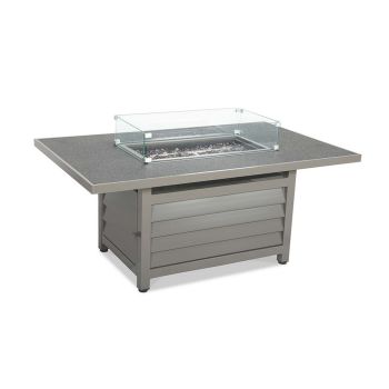 Mayfair 150 x 90 cm Firepit Table with Spray stone Top - Aluminium/Glass - L150 x W90 x H64 cm - Grey