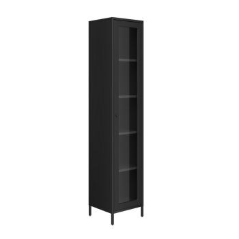 Frank Storage Cabinet - Steel/Glass - L35 x W37 x H180.5 cm - Black - Flat Packed