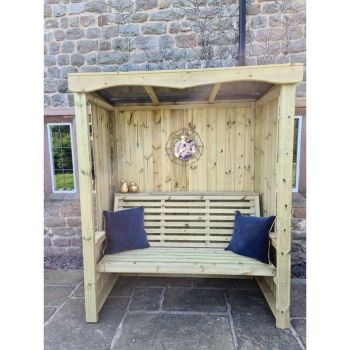 Four Seasons 3 Seater Arbour - Timber - L85 x W170 x H205 cm - Minimal Assembly Required - Set of Waterproof Cushions Included
