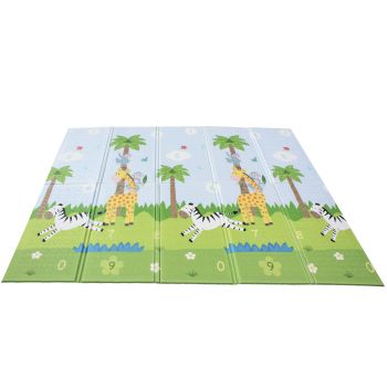 Safari Animal and Garden Insects Baby Crawling Play Mat - L154 x W197 x H1 cm - Multi Color