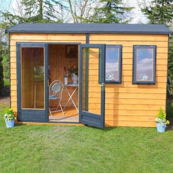 Shire 10 x 10 Feet Double Door with Two Opening Windows Dip Treated Garden Studio Summerhouse