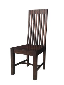 Geneva Long Back Solid Seat Chair (Set of 2) - Mango Wood - Dark Finish