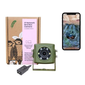 Wired Network Bird Box with Wildlife HD Camera - L0.75 x W0.95 x H1.38 cm