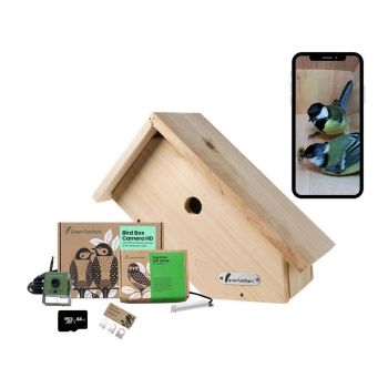 45 Degree WiFi Side View Bird Box Camera Complete Pack - Larch - L53 x W36 x H22 cm