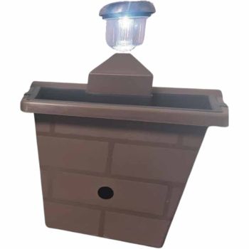 Go IllumiNest - 6 Ltr Raised Hanging Solar Fence Planter/Bird Box - Polypropylene - L39 x W40 x H31 cm - Brown