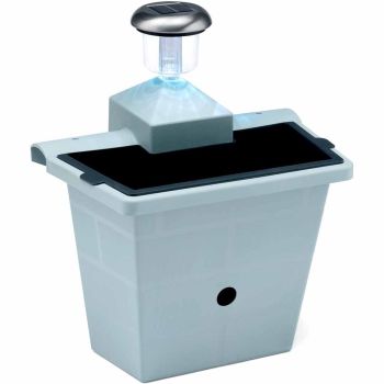 Go IllumiNest - 6 Ltr Raised Hanging Solar Fence Planter/Bird Box - Polypropylene - L39 x W40 x H31 cm - Grey/Silver