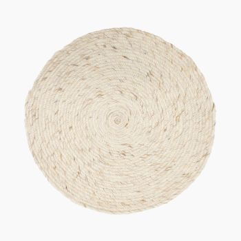 Heta Hand Woven Dhurrie - Wool - L120 x W120 x H1 cm - Cream/Beige