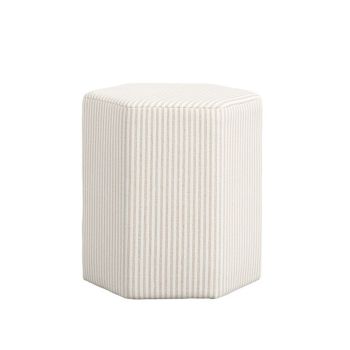 Harbour Thin Stripe Stool - Cotton Blend - L42 x W38.5 x H45.5 cm - Beige - Fully Assembled