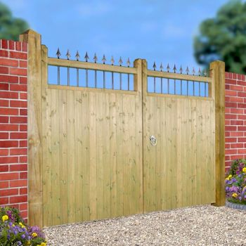 Hampton Tall Double Driveway Garden Gate - Pressure Treated Scandinavian Redwood - W2700 x H1800 mm