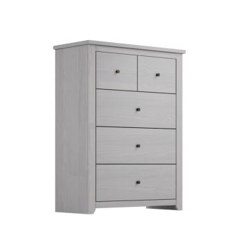 Havana 3+2 Chest of Drawers - Pine/Metal - L39 x W90 x H120 cm - Grey/Pewter - Flat Pack