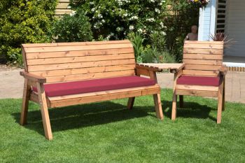 Four Seater Companion Set Angled with Cushions - W280 x D90 x H98 - Fully Assembled - Burgundy