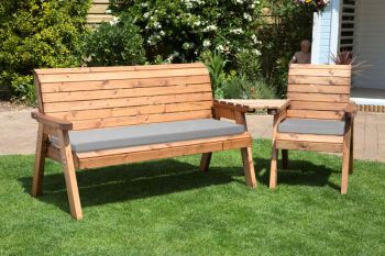Four Seater Companion Set Angled with Cushions - W280 x D90 x H98 - Fully Assembled - Grey