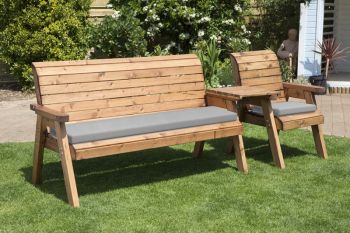 Four Seater Companion Set Straight with Cushions - W260 x D74 x H98 - Fully Assembled - Grey