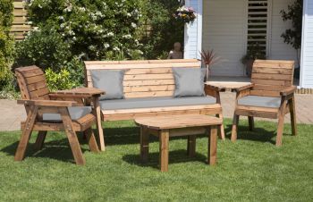 Five Seater Multi Set with Cushions - W350 x D150 x H98 - Fully Assembled - Grey