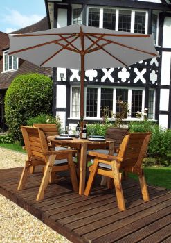 Four Seater Round Table Set with Cushions - W230 x D230 x H98 - Fully Assembled - Grey