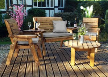 Four Seater Set Round with Cushions - W310 x D150 x H98 - Fully Assembled - Grey