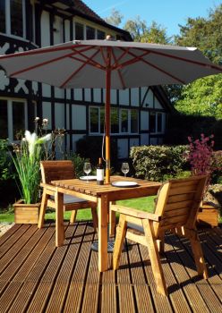 Two Seater Square Table Set with Cushions - W220 x D100 x H98 - Fully Assembled - Grey