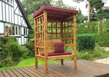 Bramham Two Seat Arbour - W121 x D82 x H196 - Fully Assembled - Burgundy