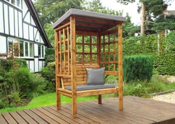 Bramham Two Seat Arbour - W121 x D82 x H196 - Fully Assembled - Grey