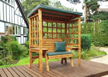 Wentworth Two Seat Arbour - W172 x D92 x H194 - Fully Assembled - Green