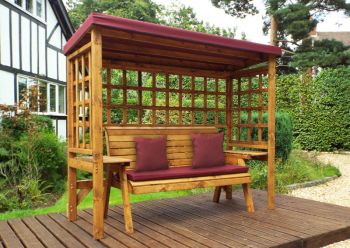 Wentworth Three Seater Arbour - W225 x D92 x H194 - Fully Assembled - Burgundy