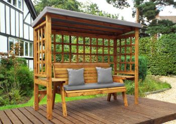 Wentworth Three Seater Arbour - W225 x D92 x H194 - Fully Assembled - Grey