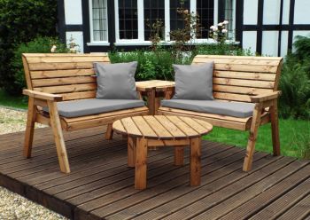 Four Seater Corner Unit with Cushions - W183 x D183 x H98 - Fully Assembled - Grey