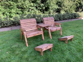 Grand Twin Straight Chair with Footstools - W240 x D90 x H98 - Fully Assembled