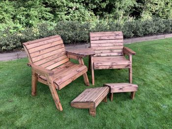 Grand Twin Angled Chair with Footstools - W220 x D74 x H98 - Fully Assembled