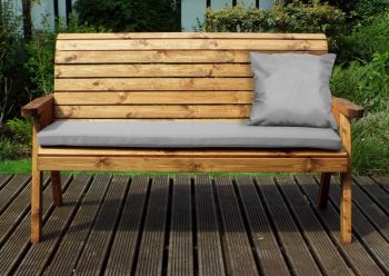 Three Seater Winchester Bench with Grey Cushions - Fully Assembled W170 x D74 x H98