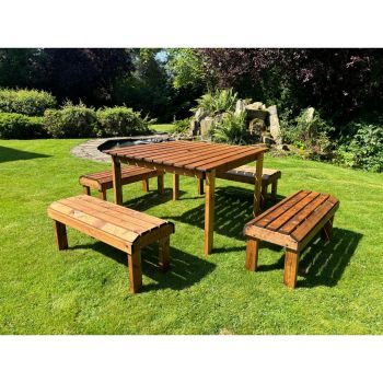 Knights Eight Seater Garden Furniture Table Set - L160 x W170 x H80 cm - Grey