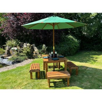 Knights Four Seater Garden Furniture Table Set - L160 x W170 x H80 cm - Green