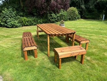 Knights Ten Seater Garden Table Set - Timber - L216 x W400 x H80 cm