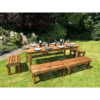 Knights Ten Seater Garden Furniture Table Set - L245 x W400 x H80 cm - Grey