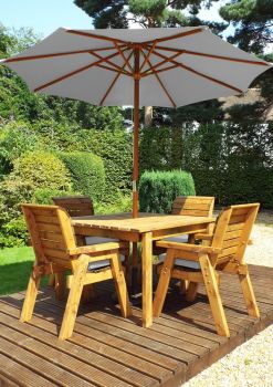 Four Seater Square Table Set with Cushions - W230 x D230 x H98 - Fully Assembled - Grey