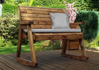 Bench Rocker with Cushions - W120 x D77 x H102 - Fully Assembled - Grey