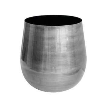 Antique Pewter Bell Bottomed Planter - L22 x W22 x H22 cm - Silver