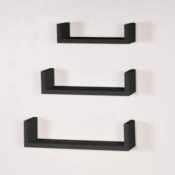 Hudson Floating "U" Shape Shelf Kit (Set of 3) - Matt Black