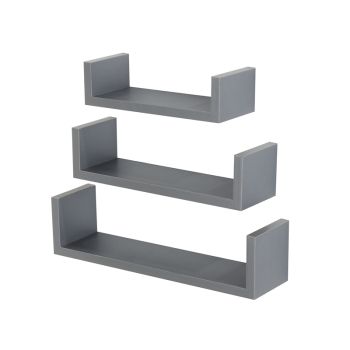 Hudson Floating "U" Shape Shelf Kit (Set of 3) - Matt Grey