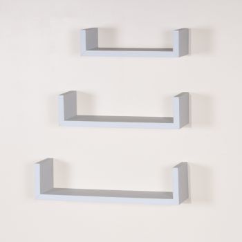 Hudson Floating "U" Shape Shelf Kit (Set of 3) - Matt White